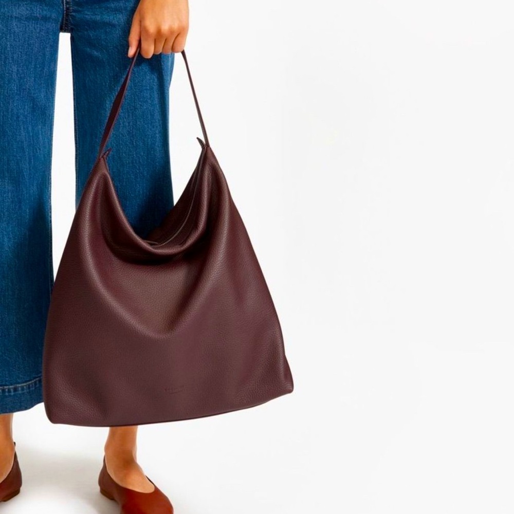 EUC Everlane The Boss Bag Pebbled Leather Burgundy